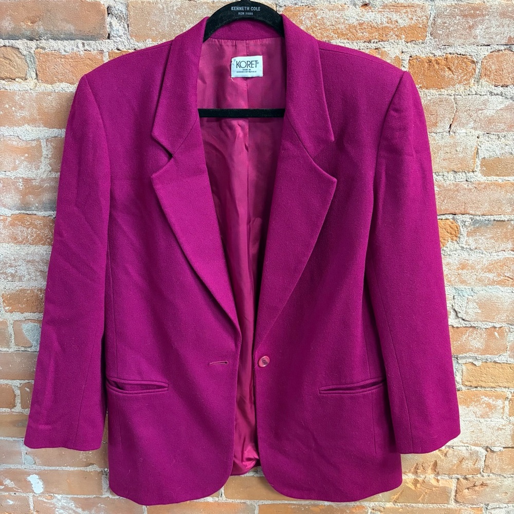 Vintage Koret Pink Blazer Pockets 100% Merino Wool Academia Women’s 10